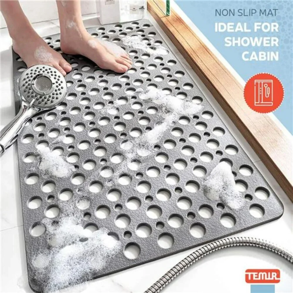 Non Slip Bath Mat for Shower Tub with Suction Cups Washable Gray 30x17 Inches
